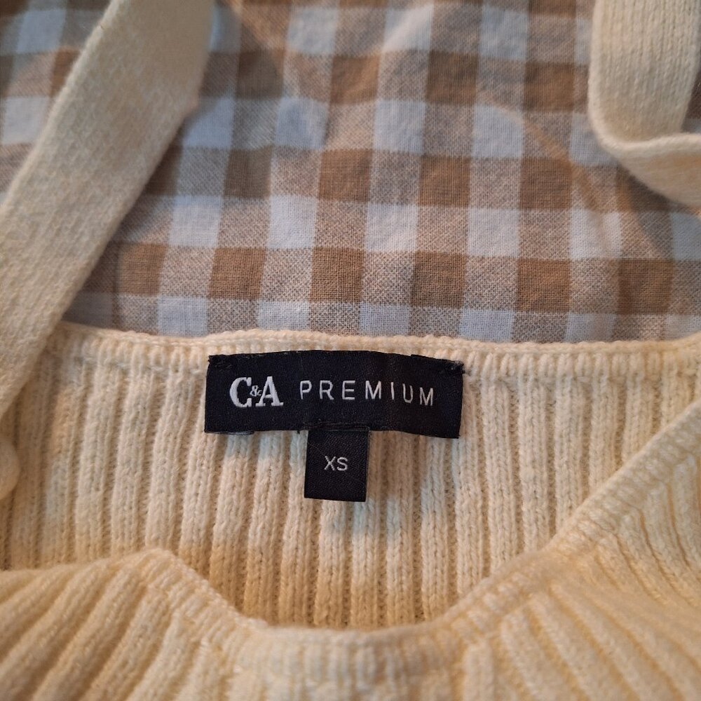 C&A Premium, Cotton, Wool Camisole Knit top, Creme Beige, size XS